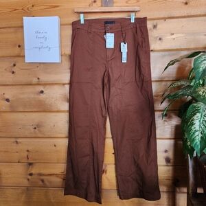 Sanctuary NWT Clove Brown Modern Straight Wide Leg Pants Tall Size 30 (34) X 32"